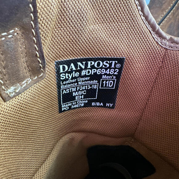 Dan Post Boots Journeyman Waterproof Comp Toe Work Men's Brown size 11 D - Picture 7 of 10